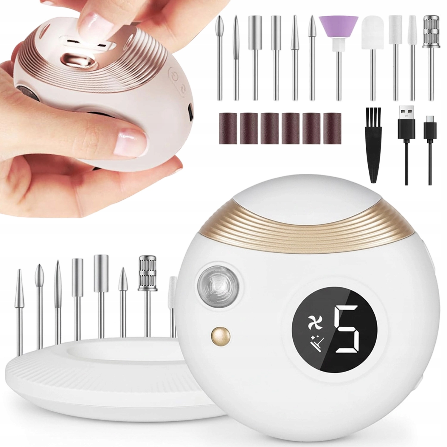 Bezdrátová Elektrická Kleštička, Bruska Na Nehty 3V1 S Uv Lampou