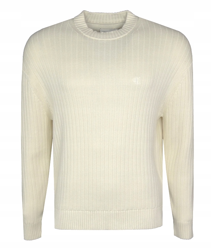 Calvin Klein Jeans pánský svetr, bavlněný, smetanový, XL