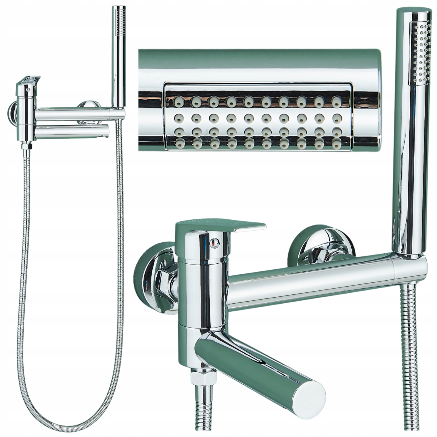 Kohútik Do Vane So Sprchou S Pohyblivým Výtokom, Nástenná Batéria, Chróm, Mosadz