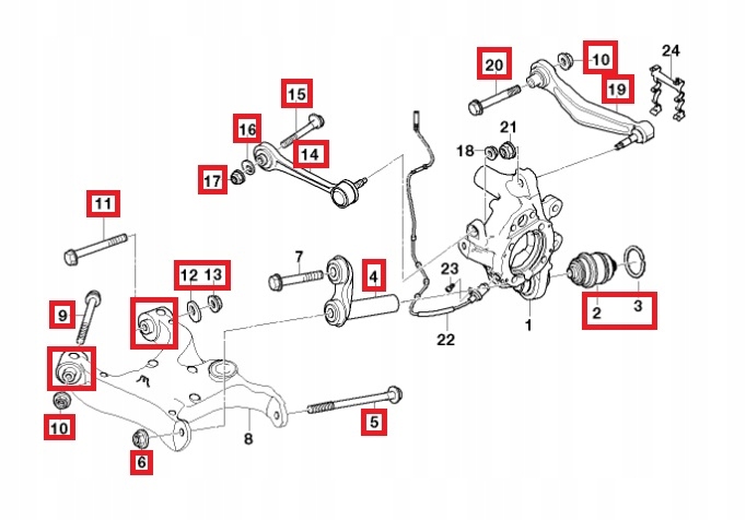 WAHACZE TULEJE ŚRUBY TYŁ TYLNE ZESTAW BMW E60 E61 EAN (GTIN) 4047437411043