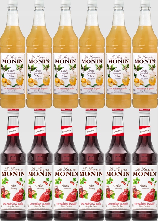 6x Syrop Cloudy Monin baza, 6x Truskawka Monin