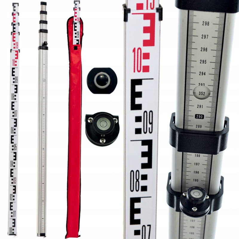 Łata Niwelacyjna Geodezyjna Sztyca Teleskopowa Do Niwelatora 5m