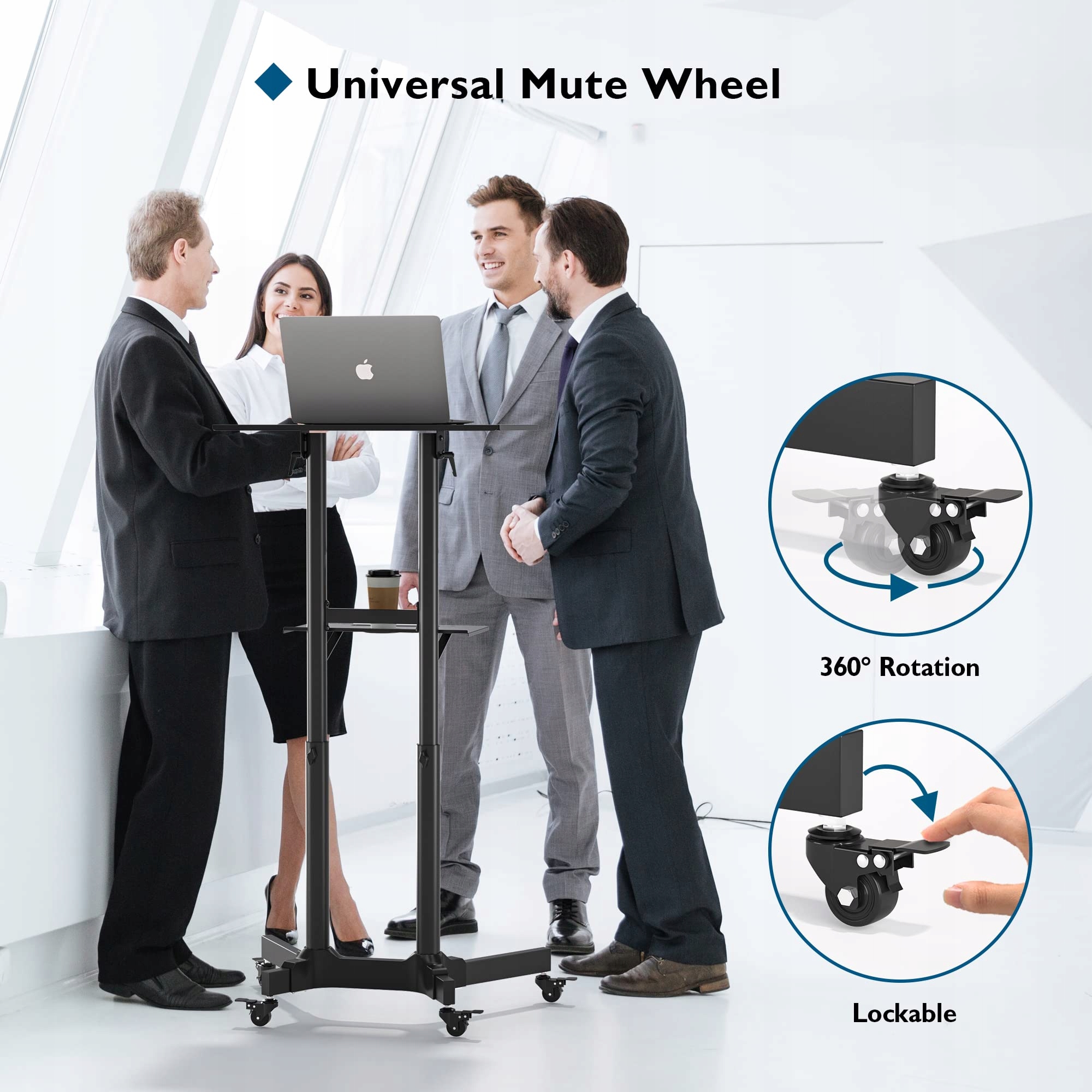 BONTEC Regulowany Stolik Stojak Mobilny z Kółkami I Pochylną Platformą — miniatura 6