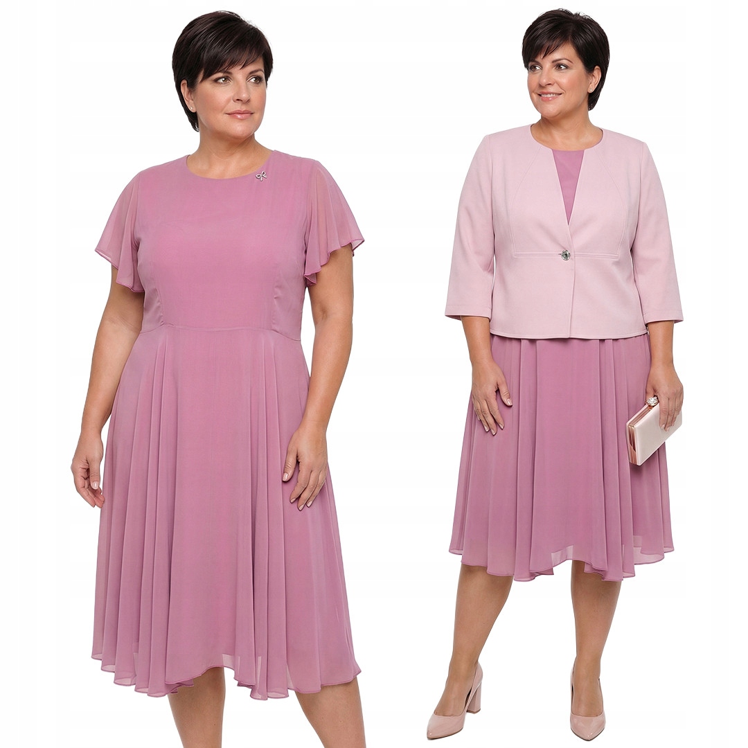 Světle růžová šaty s broží plus size velikost 52/54