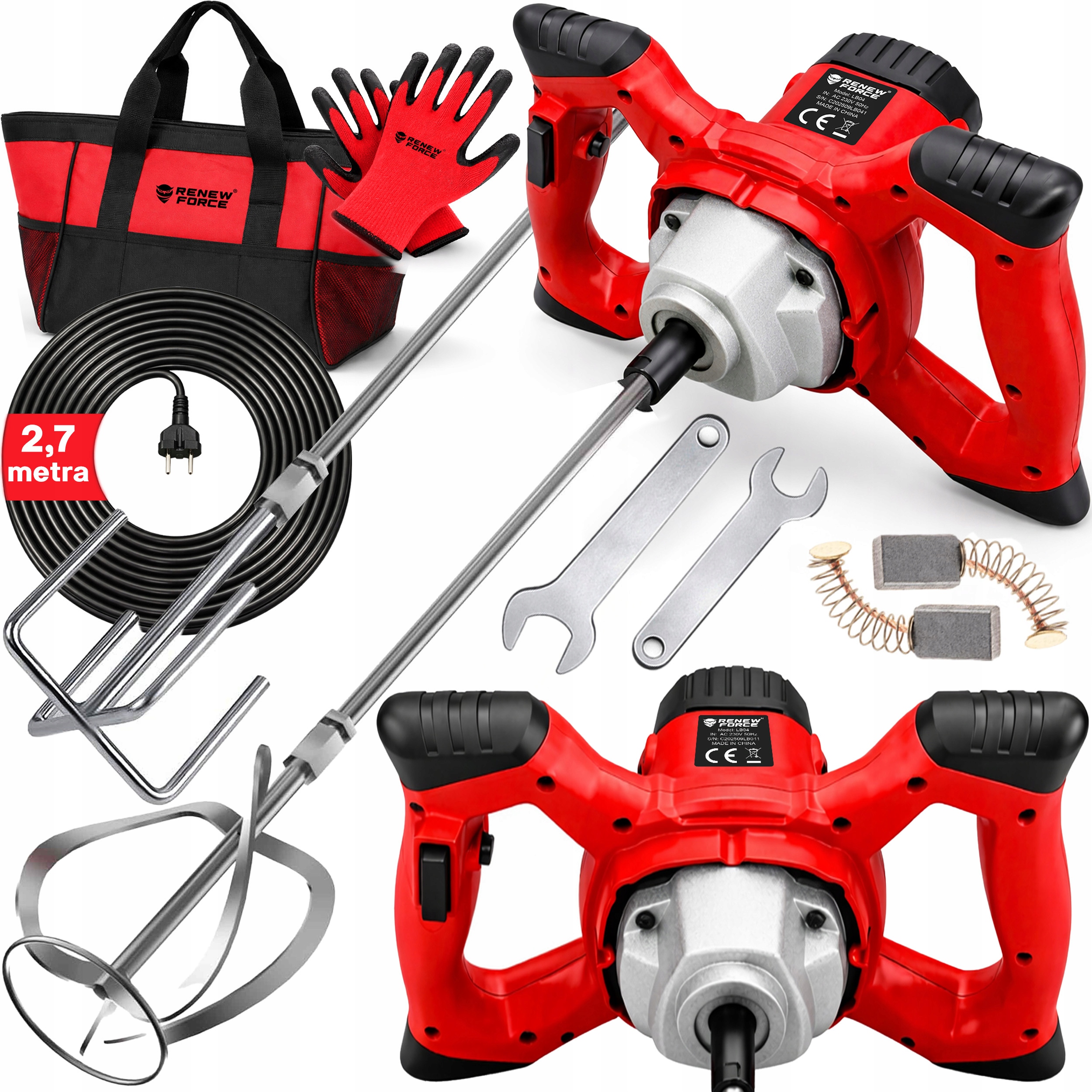 Míchadlo Na Lepidlo Betonu Elektrické Barvy 2800W 2x Míchačka