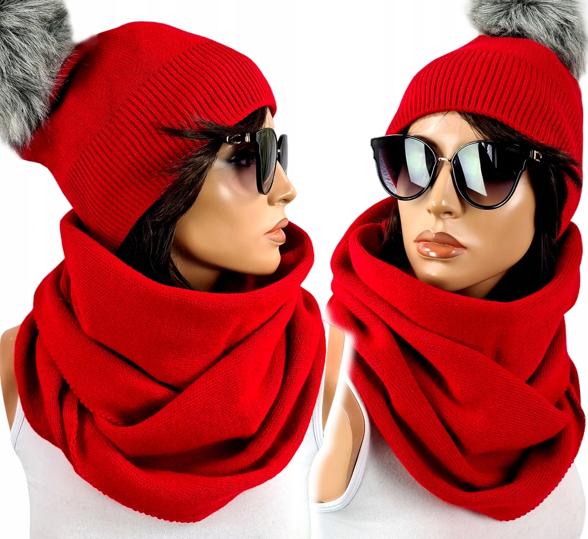 

Modny Komplet Czapka Duży Komin Zimowy *