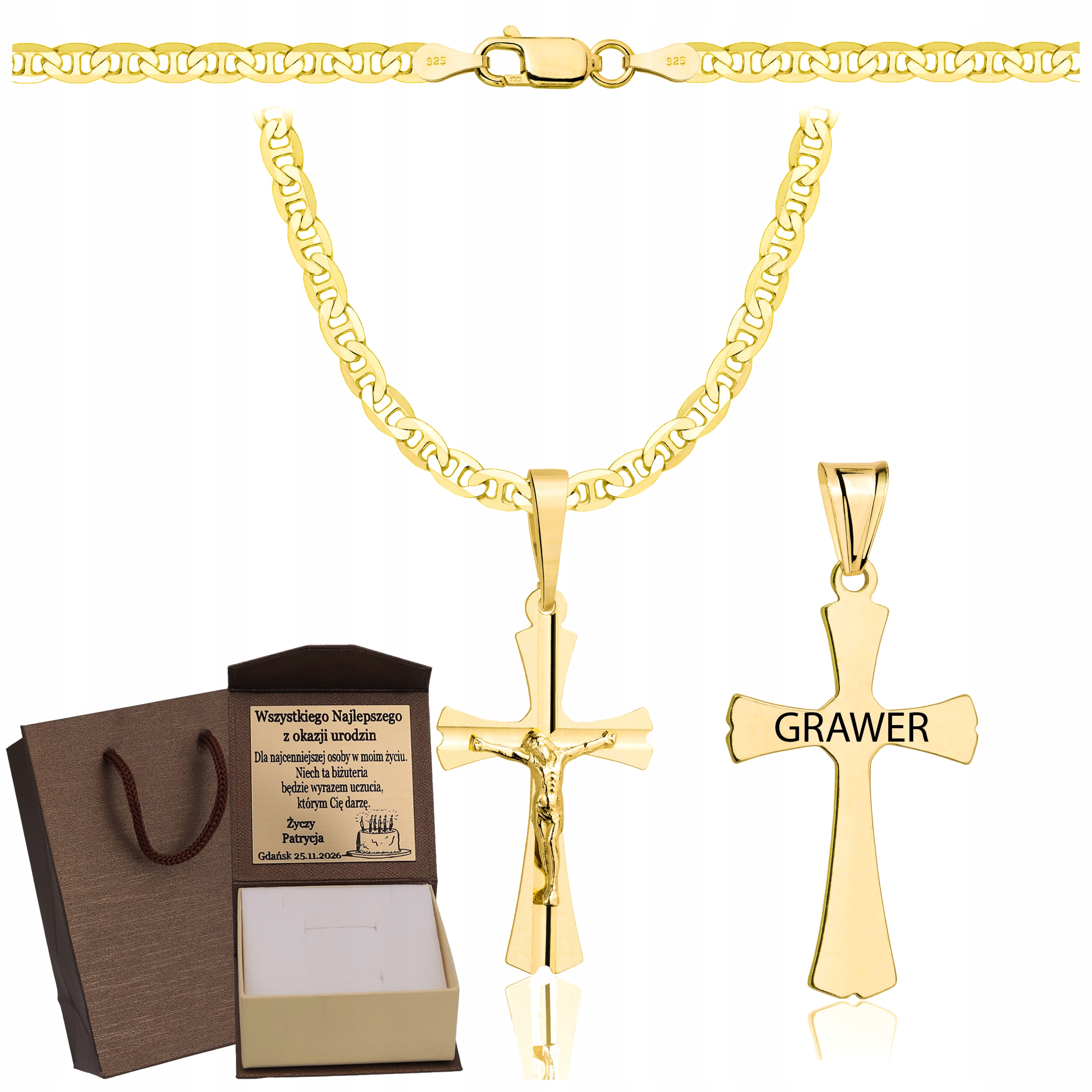 Gucci Řetízek Řetízek S Křížkem Ryzost 925 S Celým Řetízkem Gravírování Bonus