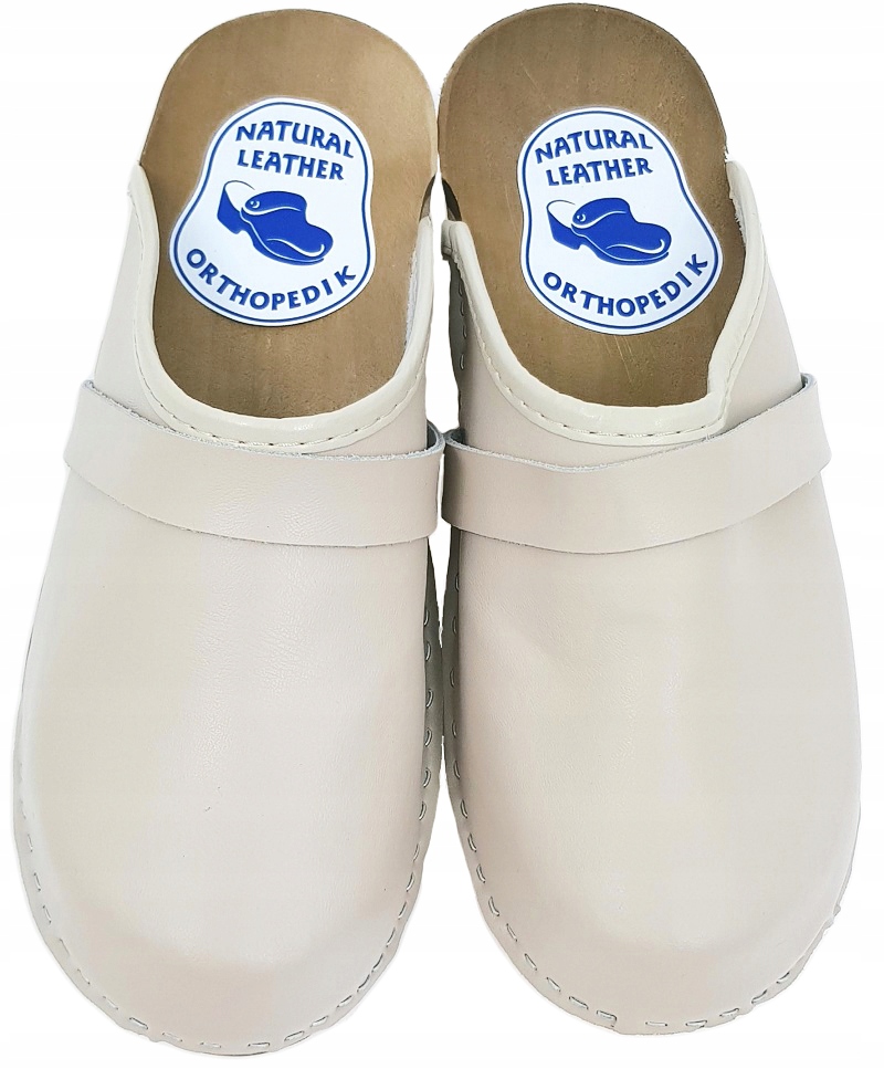 Drewniaki Trepy Skóra Chodaki Medyczne Pełne *38* Długość wkładki 24.5 cm