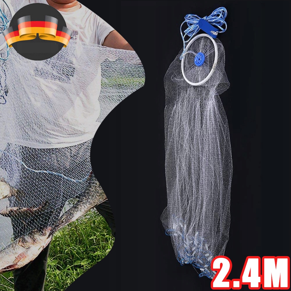 Ręcznie rzucona sieć rybacka 2.4m sieć pułapkowa na ryby Model sieć pułapkowa na ryby