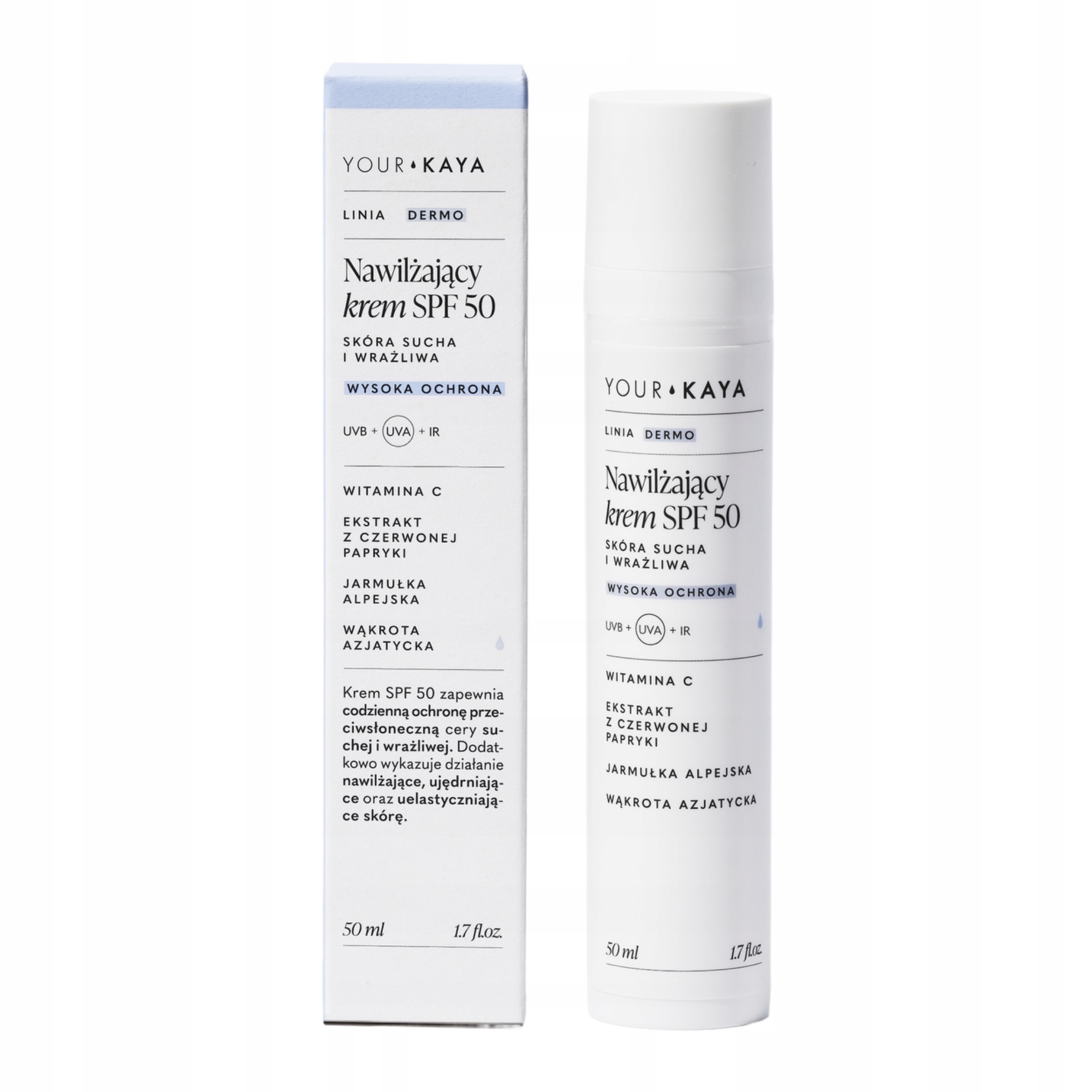 Hydratační ochranný krém na obličej s filtrem Spf 50 Dermo 50 ml Your Kaya