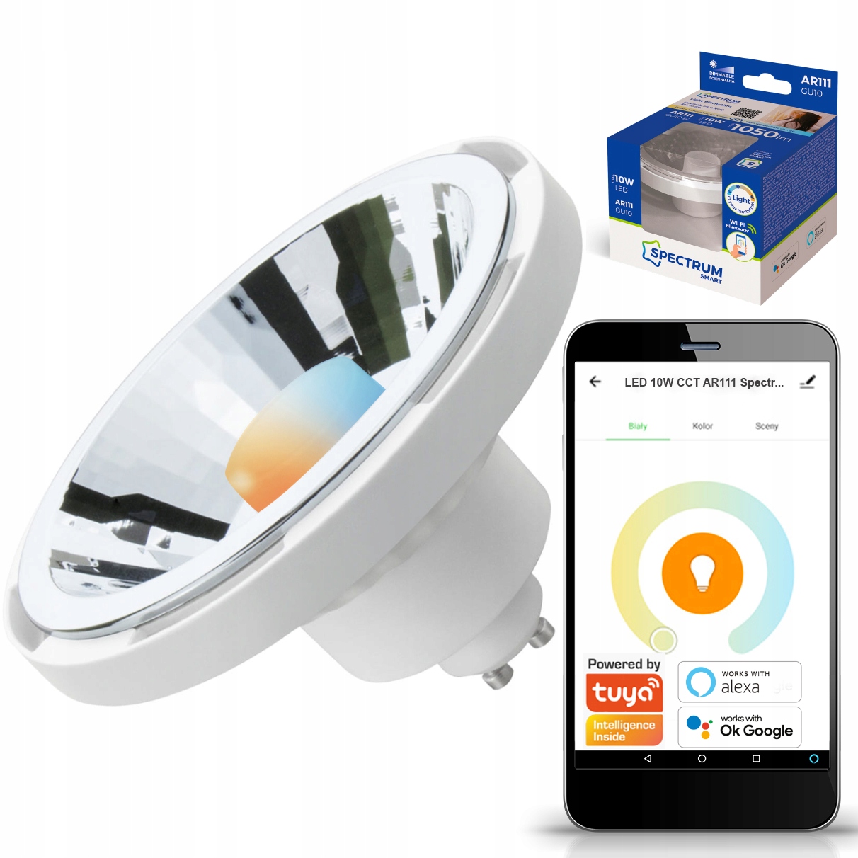

Żarówka Led AR111 GU10 10W 30D Cct WiFi Tuya Smart