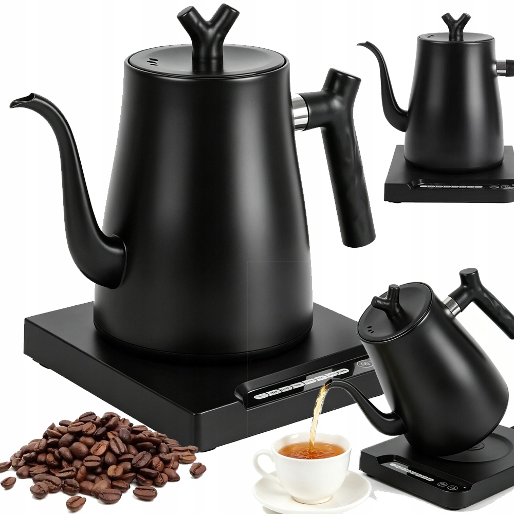 Czajnik Elektryczny Gesia Szyja Metal 1000W 1 L 7 Poziomow Temp Czarny