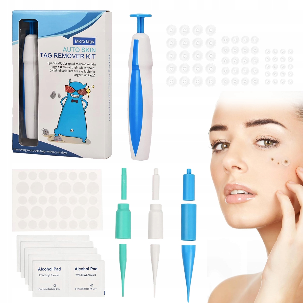 2 In1 Bezbolestné Auto Kůže Tag Mole Sada na odstraňování bradavic Nástrojů