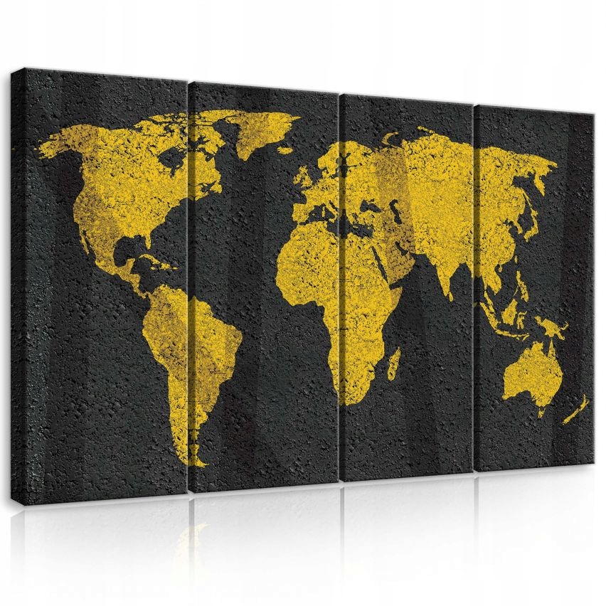 Obraz 120x80 Mapa sveta žltá čierna textúra asfalt cestovanie geografia