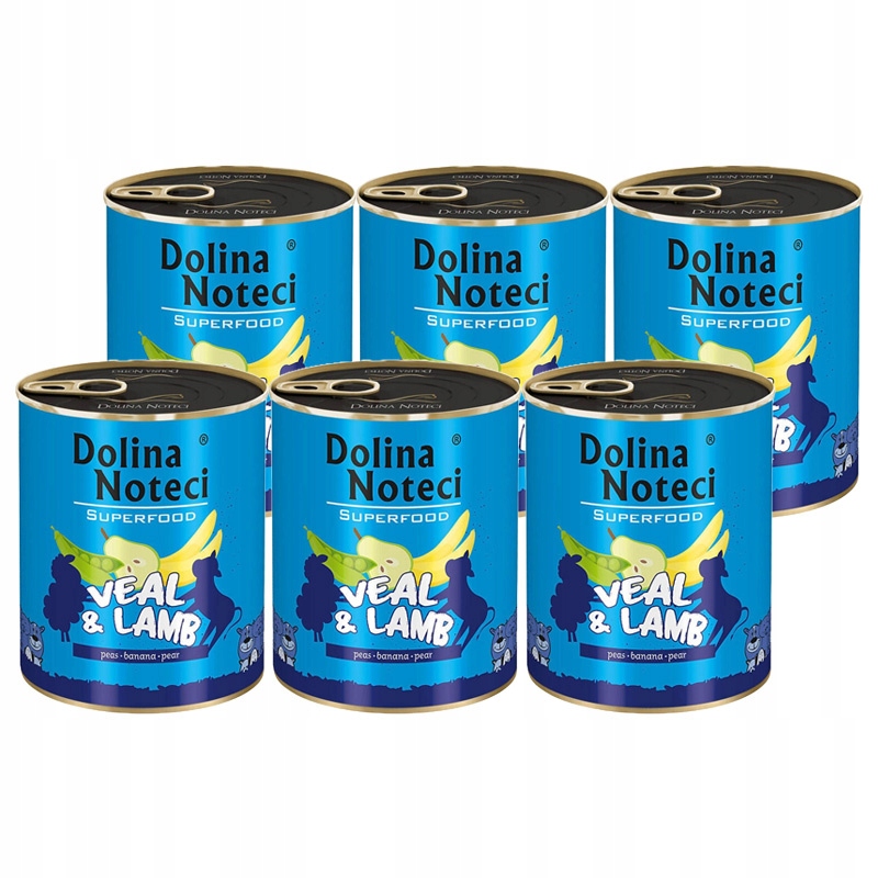 Vlhké krmivo pro psy Dolina Noteci Superfood telecí a jehněčí maso 6 x800g
