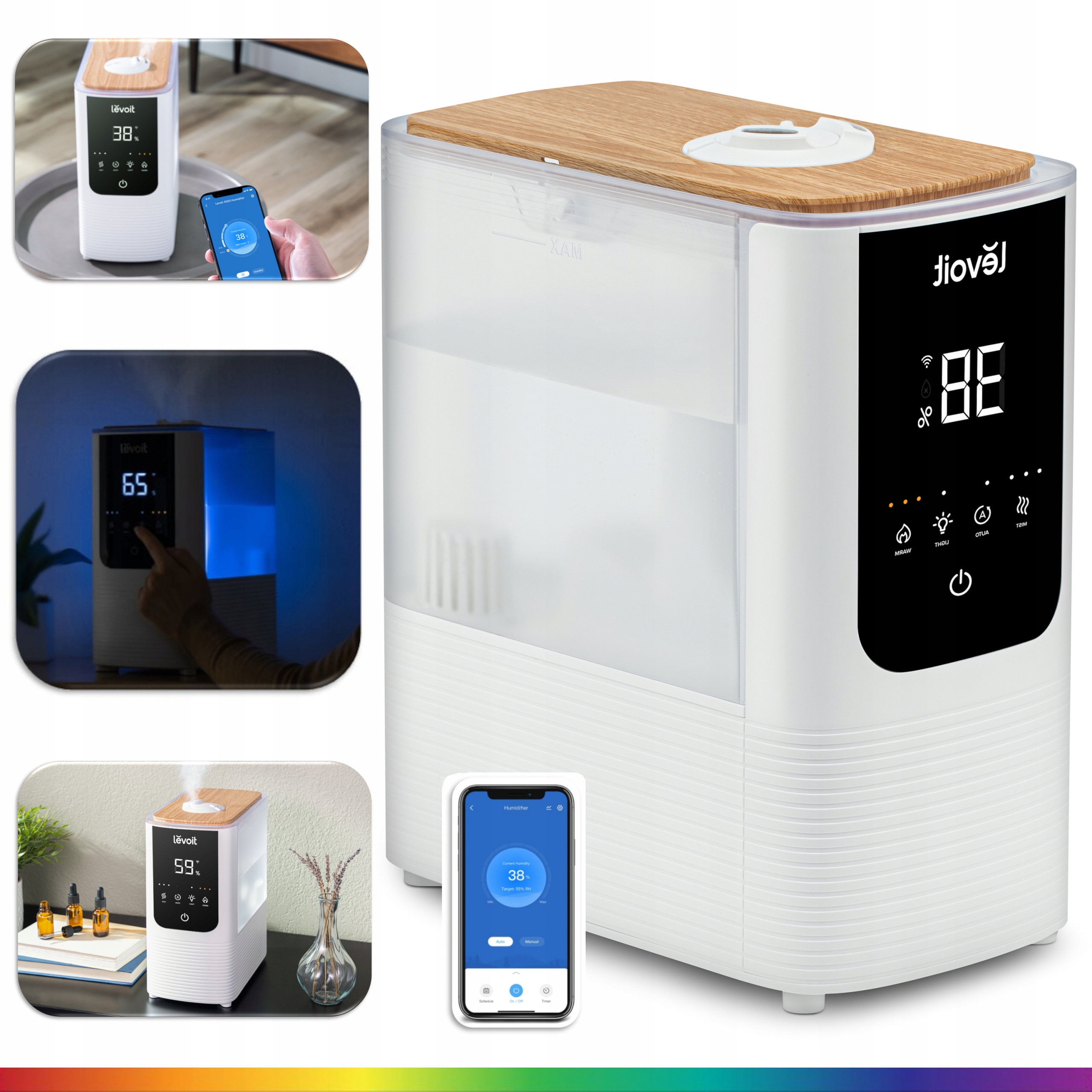 Nawilżacz powietrza Levoit OasisMist 450S dyfuzor zapachowy smart wifi 40m2