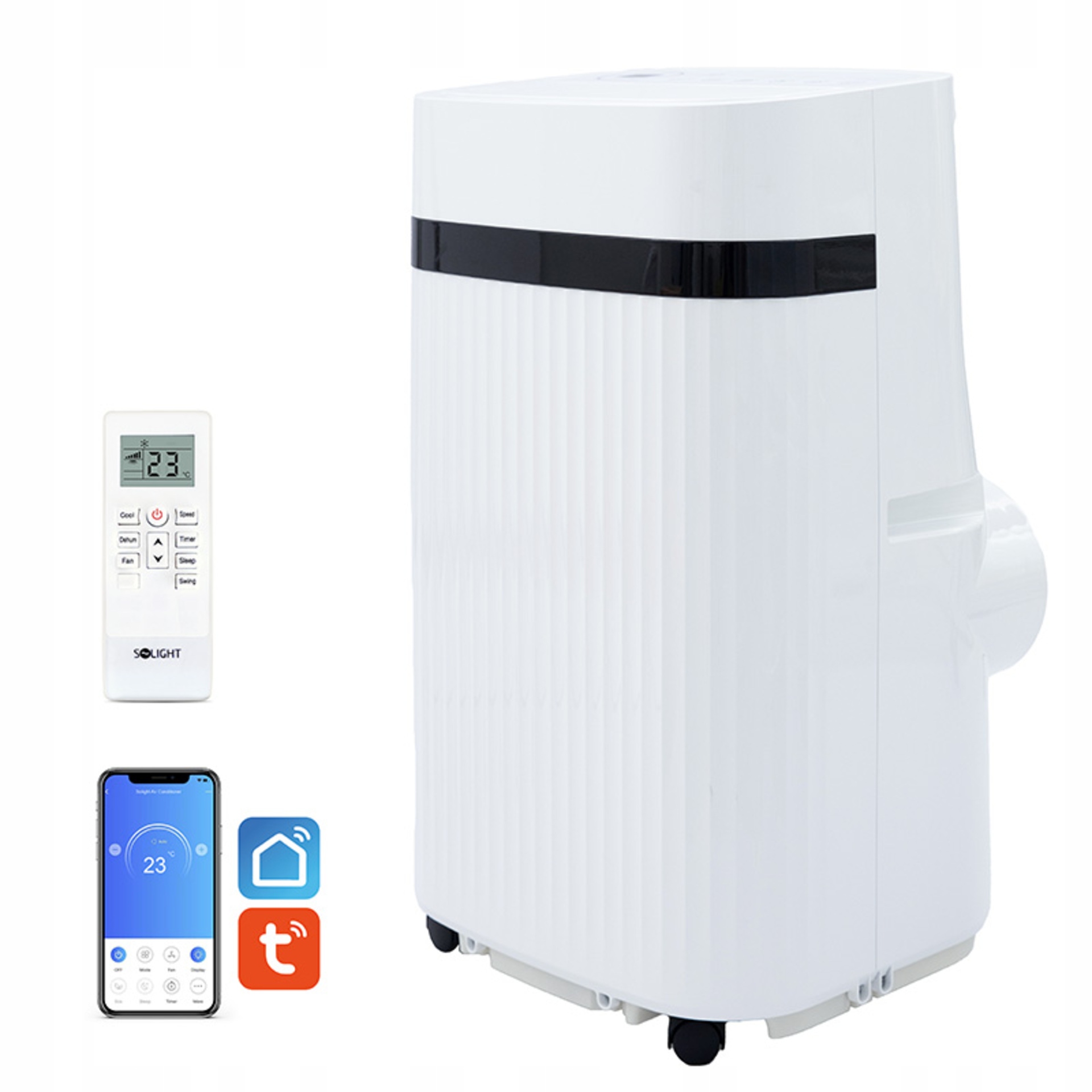 Solight mobilní klimatizace 12000 Btu, smart WiFi, odvlhčování, bílá