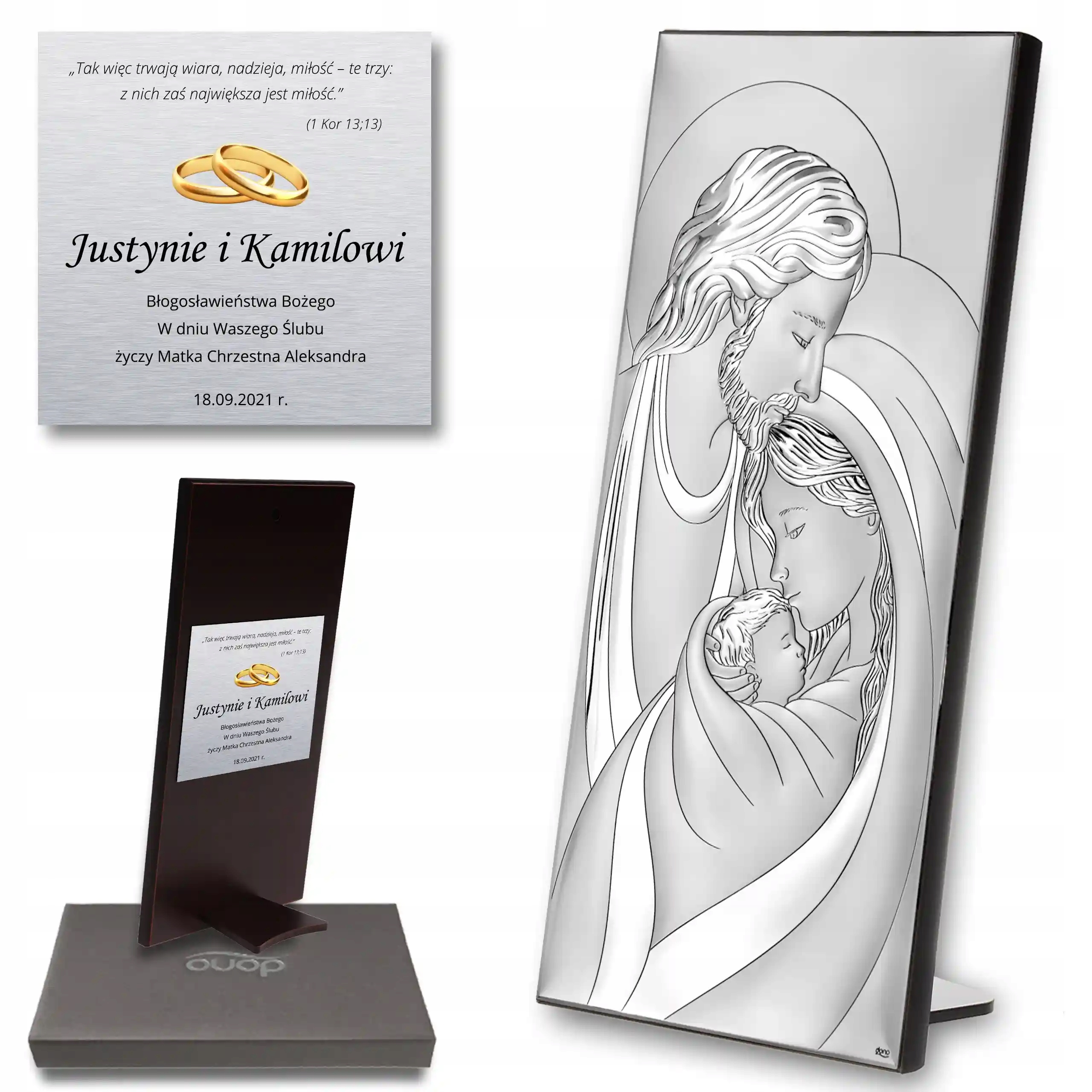 Stříbrný obrázek k výročí svatby sv. Rodina hra