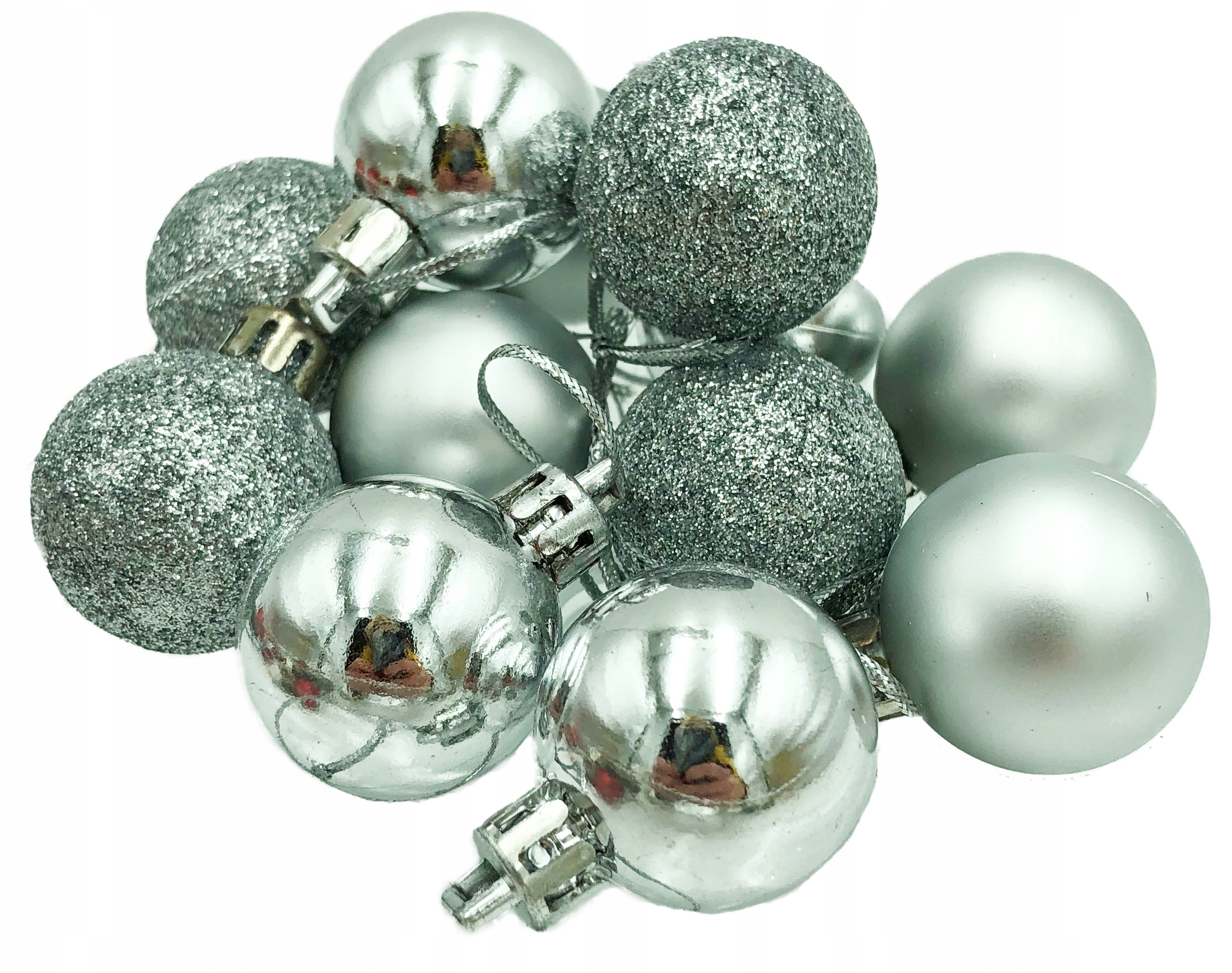 

Bombki Bańki Świąteczne zestaw Srebrne 12szt 3cm