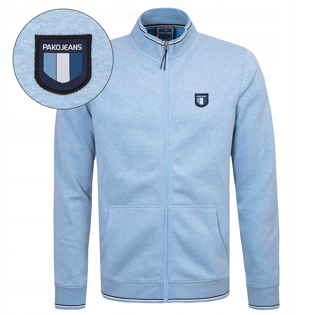 pánská rozepínací mikina bez kapuce Zateplená Modrá melírovaná XXXL Pako Jeans