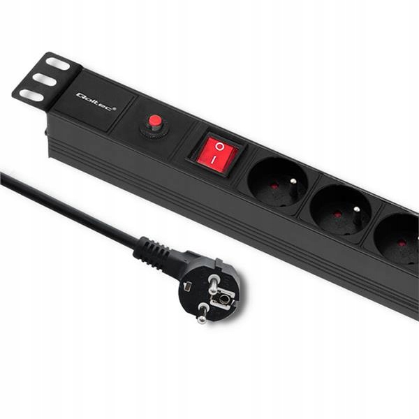 Qoltec Zásuvková lišta Pdu proti přetížení pro Rack 19" 1U 16A 6x