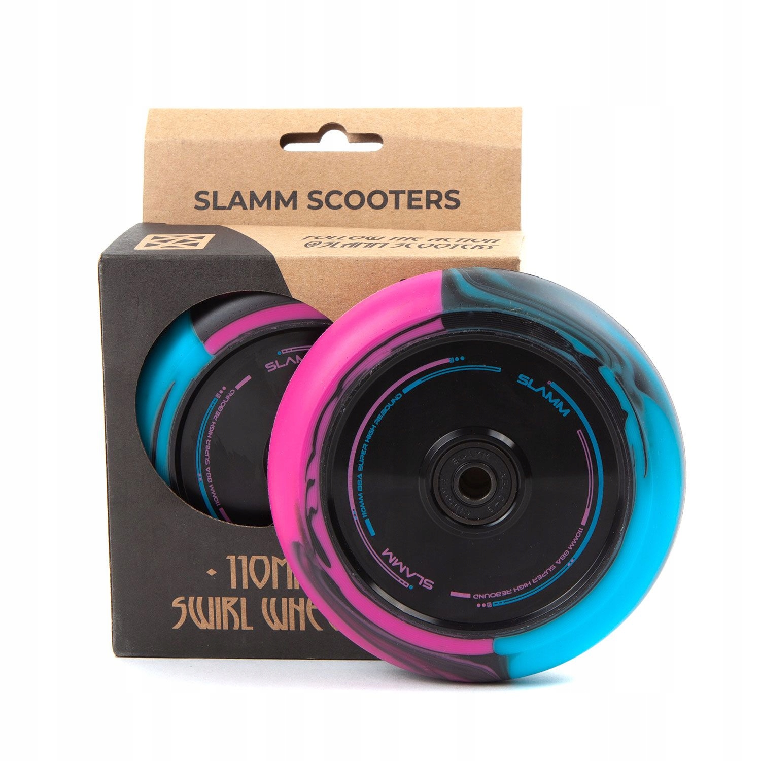 2 x Auminiowe koła do hulajnogi Slamm 110mm Hollow Core pink ABEC-9 Chrome