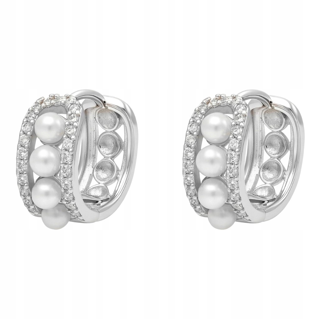 Stříbrné náušnice Ag 925 s rhodiovanými perlami a zirkony IM0450925ER