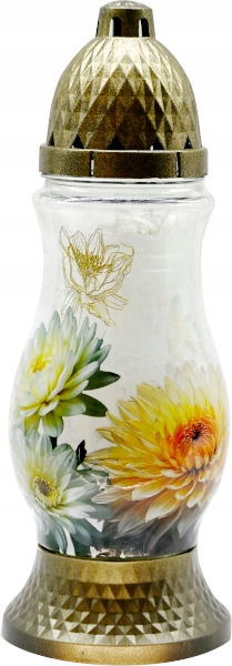 Znicz Powlekany Grafiką z Chryzantemą wysokość 28cm