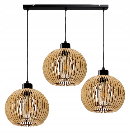 

Lampa Wisząca Led 3XE27 Drewniana Regulowana