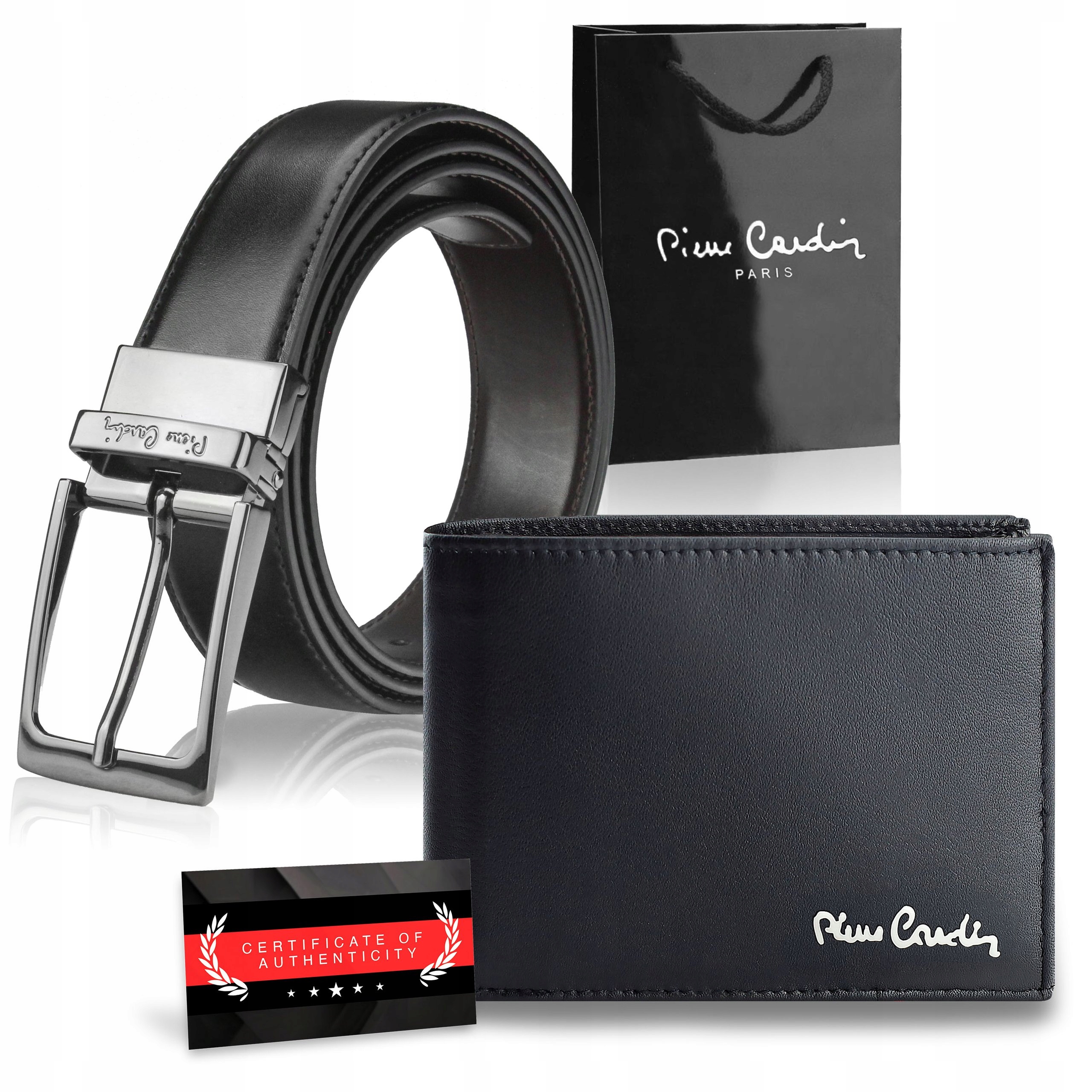 Dárková Sada Pierre Cardin Peněženka Kožený Opasek Kabelka Certifikát
