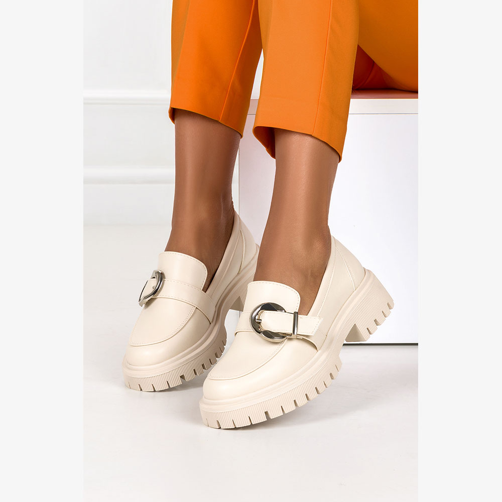 MOKASYNY PÓŁBUTY DAMSKIE NA PLATFORMIE KLAMERKA 41 Długość wkładki 27 cm