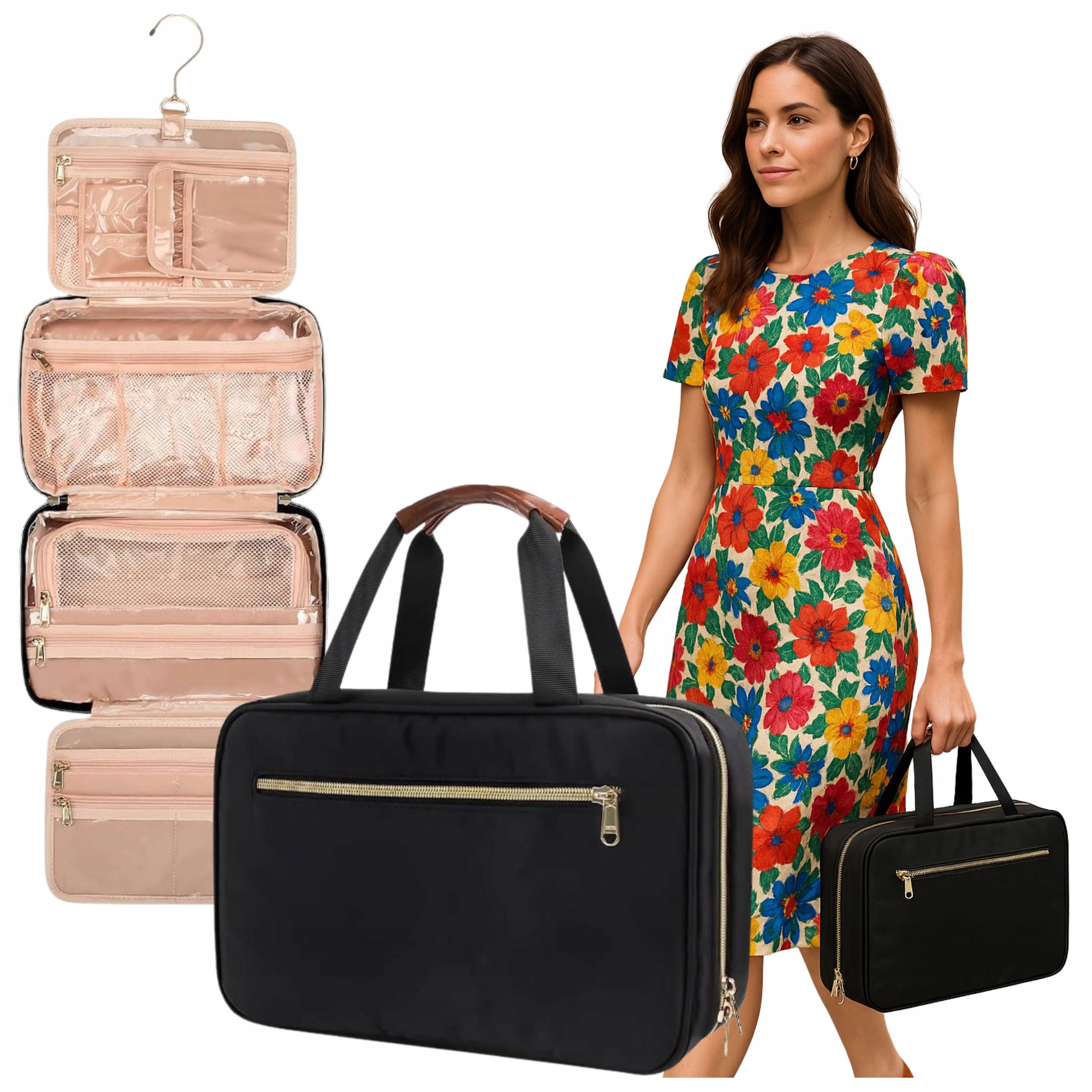 Kosmetická taštička kufřík dámská voděodolná cestovní organizér na kosmetiku XXL