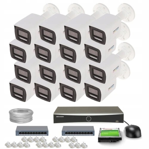 Sada na monitorovanie domu firma Ip 16x DS-2CD1067G2H-LIU 6Mpx Ir 30 m mikrofón