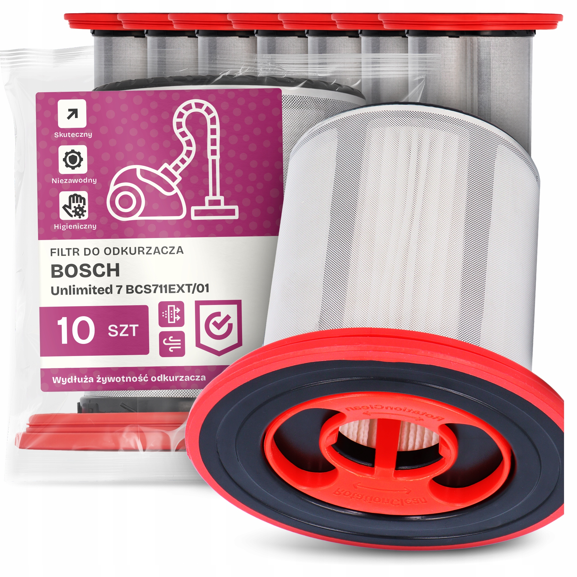 10 x Vzduchový Filtr pro Vysavač Bosch Unlimited 7 BCS711EXT/01 Hepa Em-w