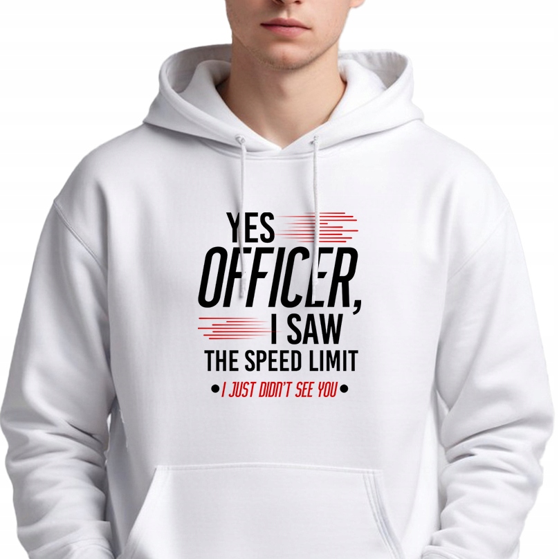 Mikina S Kapucí Bílá Dárek pro automobilistu Yes Officer Vel M