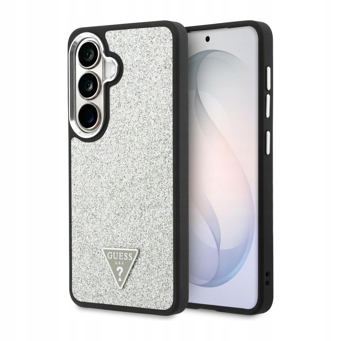 Etui do Samsung Galaxy S26 Guess Fixed Glitter Triangle MagSafe srebrne