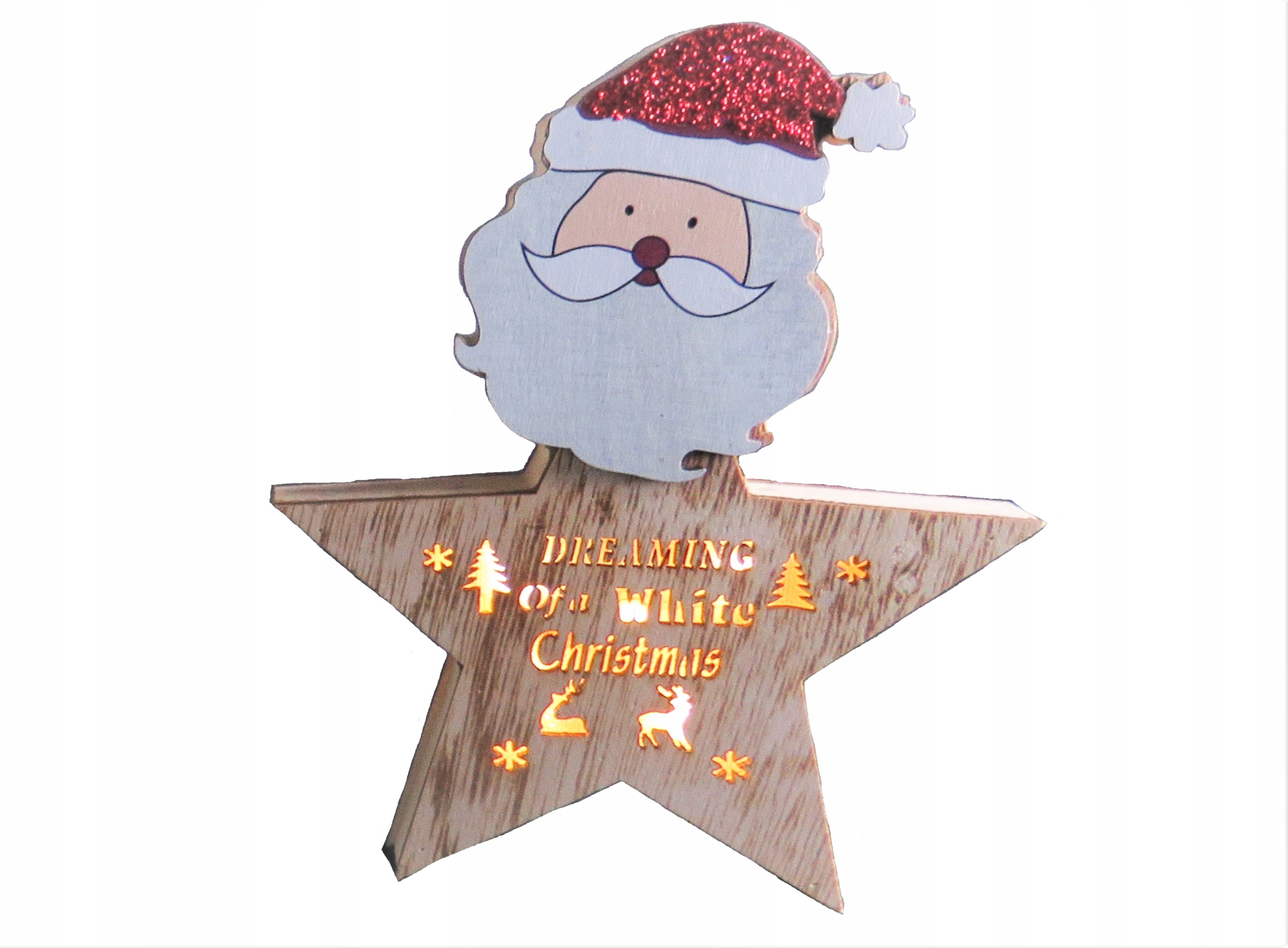dekoracja gwiazdka drewniana led wys. 25cm | 483929 — 4