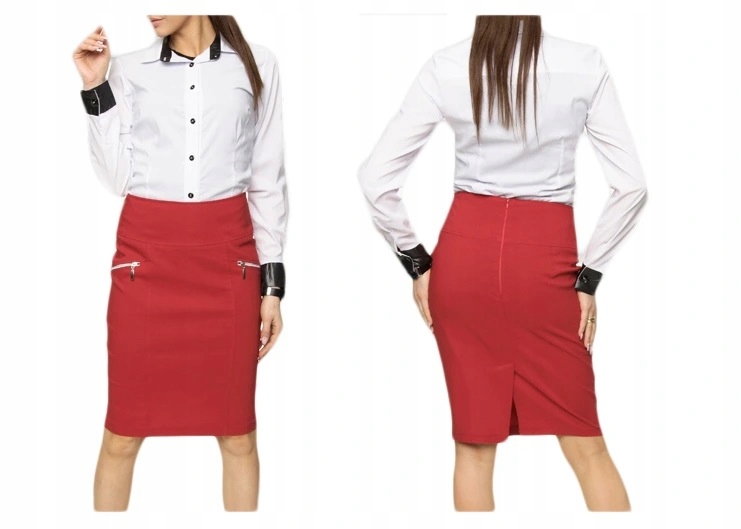 

Spódnica Ołówkowa Zamki Zip Czerwona r.48