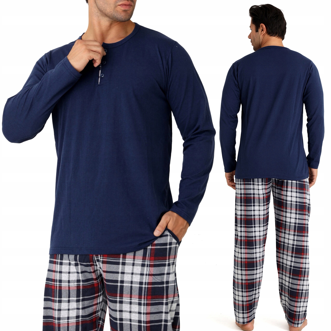 Pánské pyžamo 100% Bavlna Dlouhý komplet na zimu Mikina kalhoty 3XL