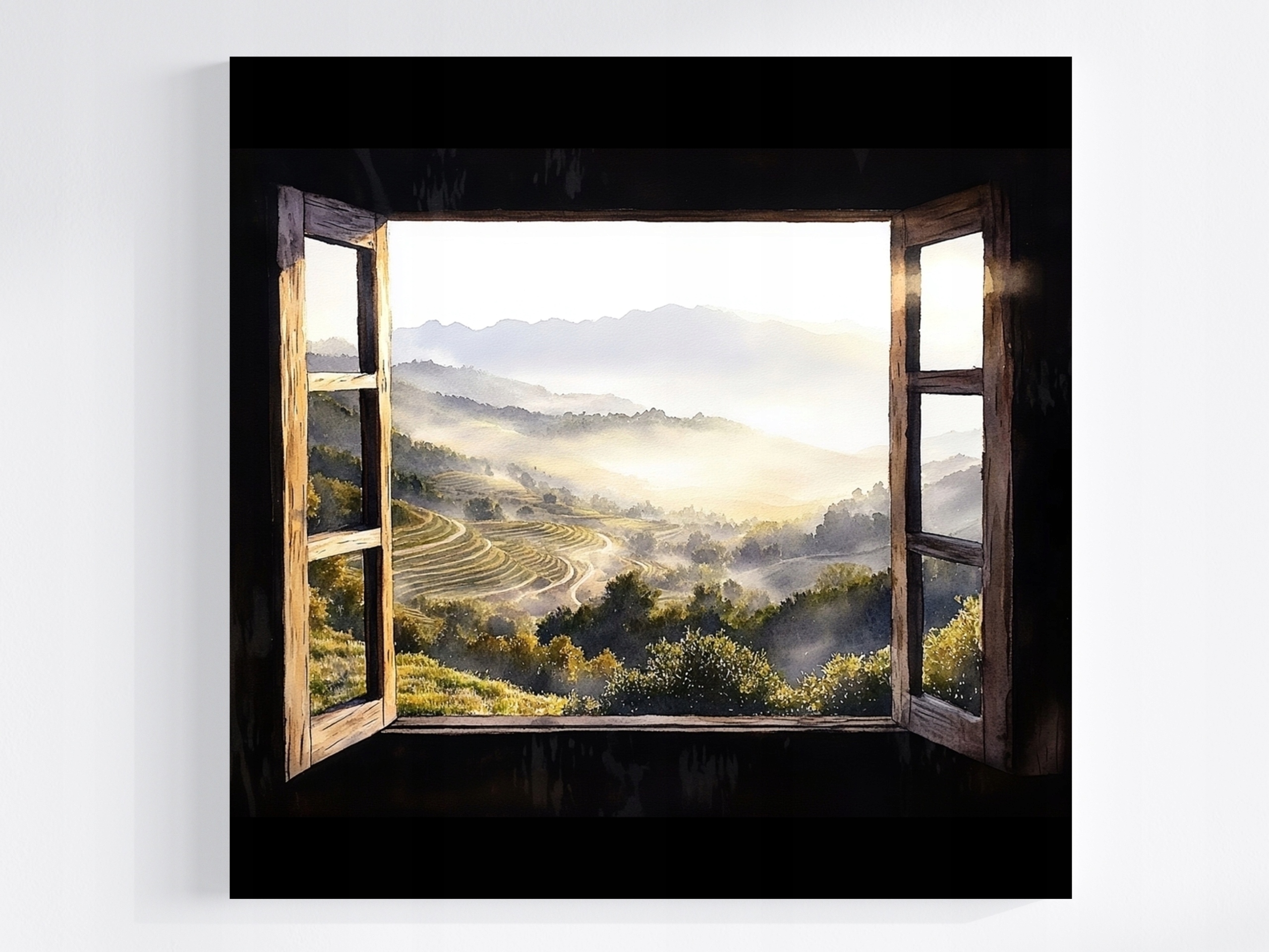 Obraz Na Plátně Canvas Pohled Okno Hory Vinice Jižní Léto 80x80
