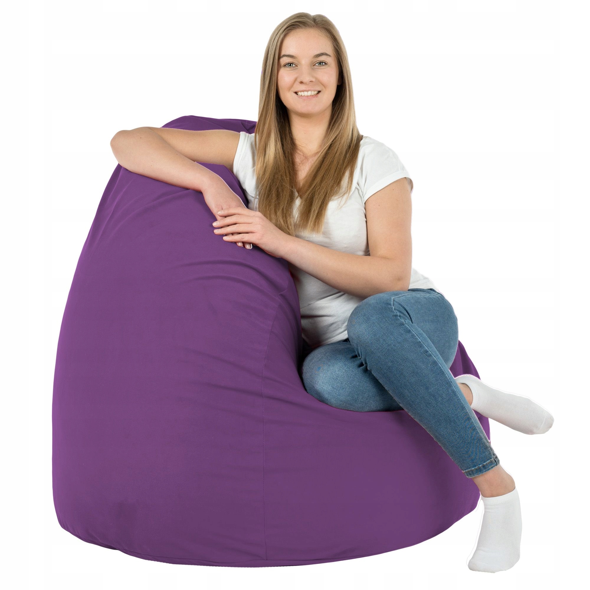 Vak Taburet Levandulové Plyšové Křeslo XXL