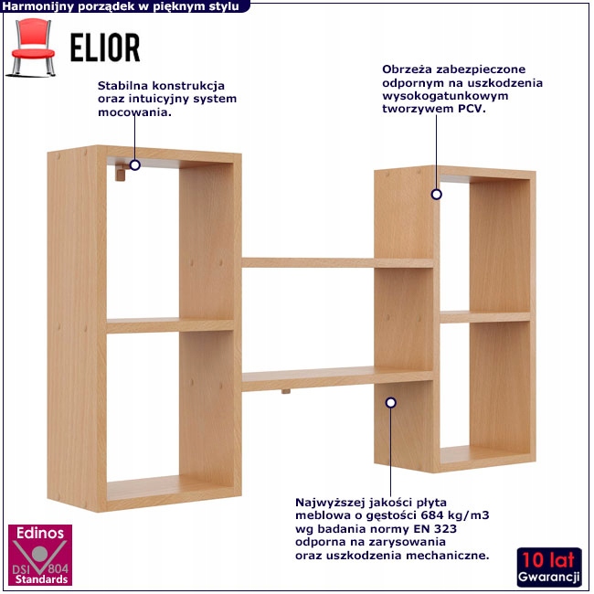 PÓŁKA ŚCIENNA SKANDYNAWSKA BIBLIOTECZKA NA KSIĄŻKI Marka Elior