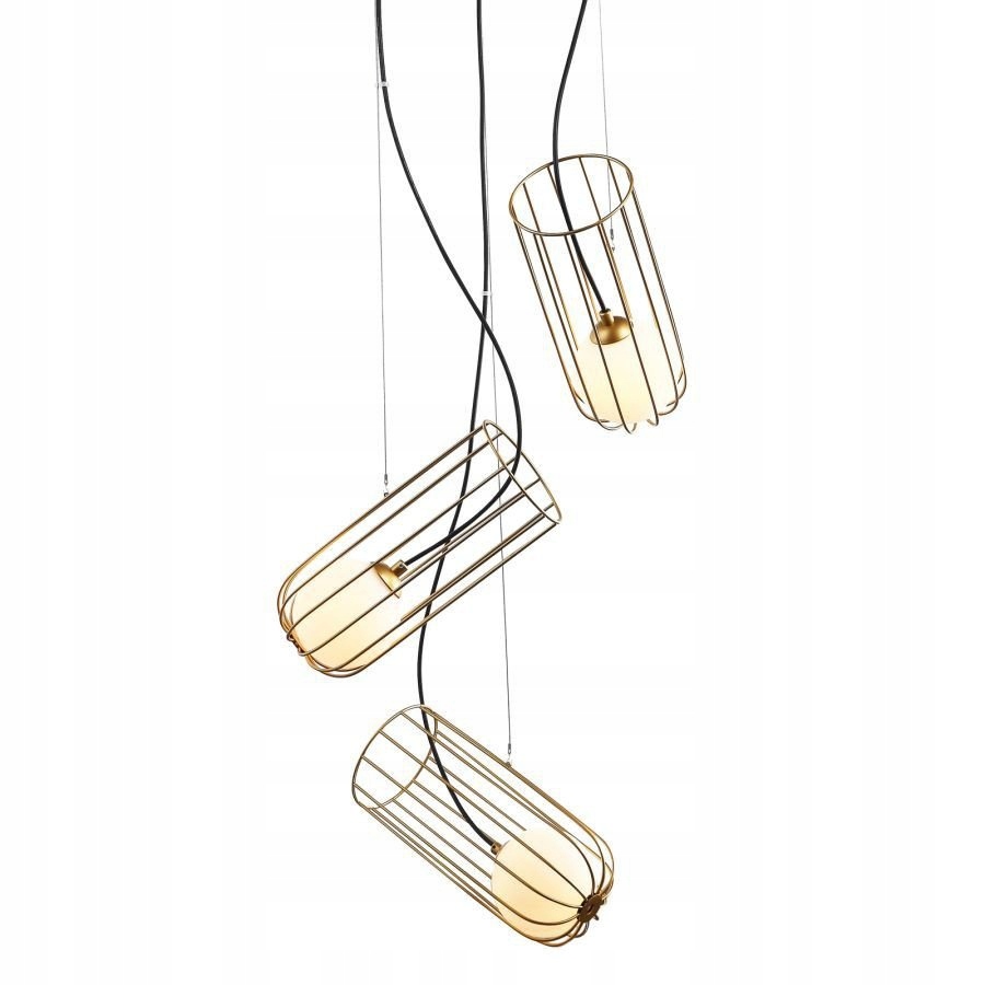 Zlatá závěsná lampa drátěnka Coco trojitá