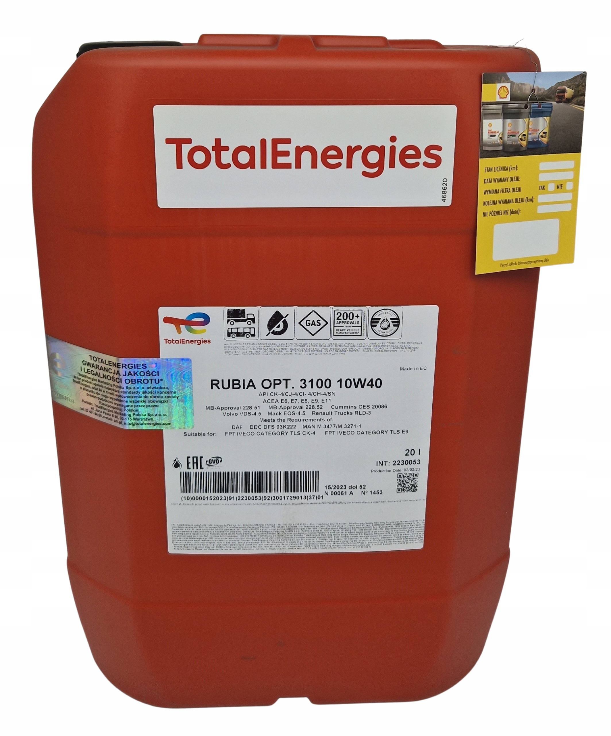 Olej silnikowy TotalEnergies RUBIA 3100 10W40 20L Rodzaj półsyntetyczne