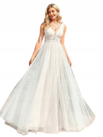 Shein Bílá Svatební Šaty Princessa S Výstřihem A Korzetem 40 1JH