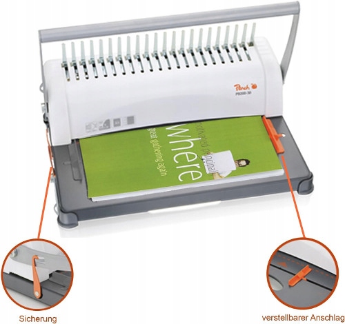 Profesjonalna szwajcarska bindownica Pech PB200-30 / 350 kartek + dziurkacz Rodzaj bindownicy ręczna