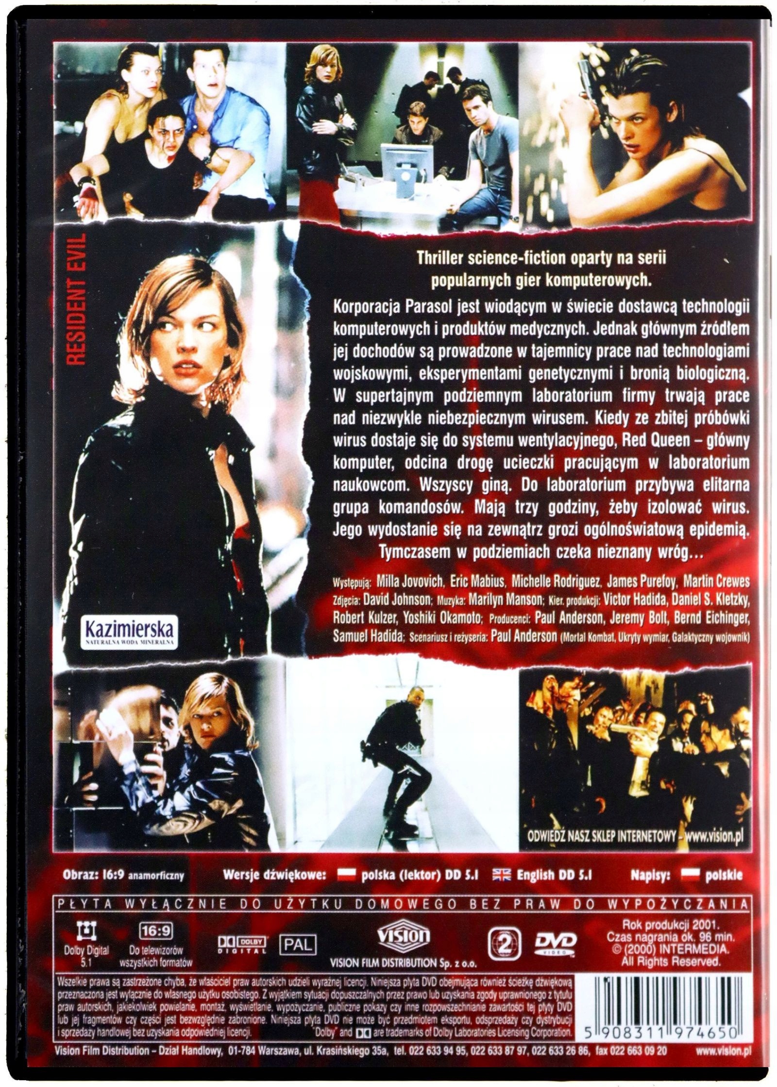 RESIDENT EVIL (DVD) Gatunek horrory