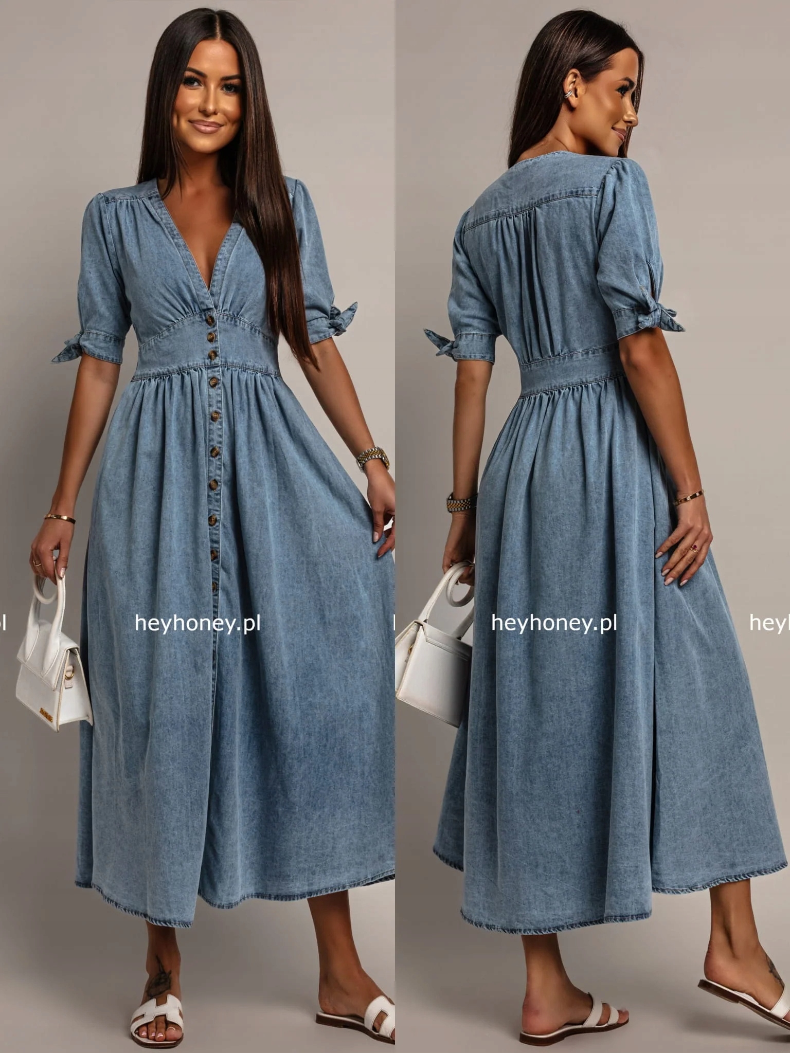 Sukienka Bawełniana Maxi Jeansowa Niebieska Dallas M