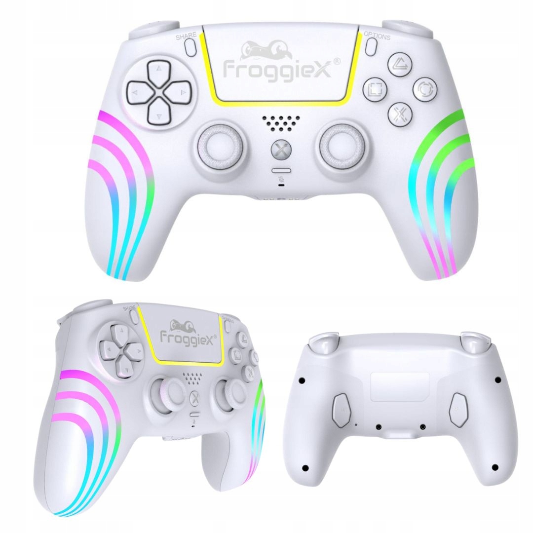 Pad bezprzewodowy kontroler PS5 biały Rgb dodatkowe programowalne przyciski