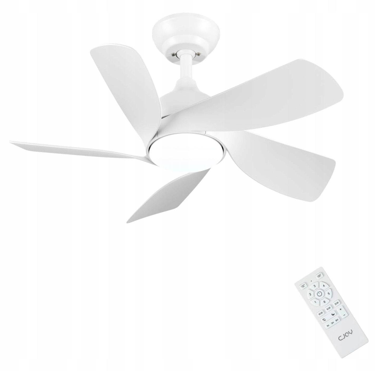 Cjoy DY1136-5B stropný ventilátor s Led osvetlením 76 cm biely diaľkový ovládač